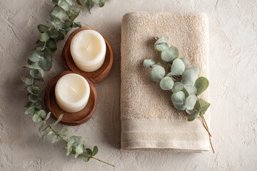 spa still life with soap and towel