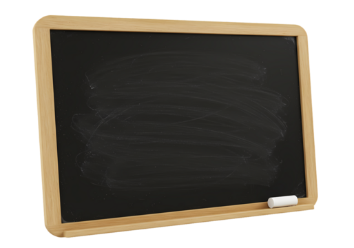 Blank Chalkboard with Wooden Frame isolated on transparent baackground