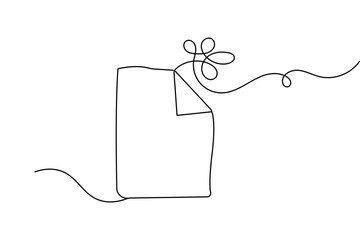 Naklejka premium One line minimalist drawing of document with folded corner outline isolated vector illustration 