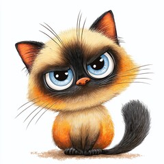 A Siamese Kittens Intense Expression Fury or Play Closeup Capture of a Curious and Energetic Kitten with Narrowed