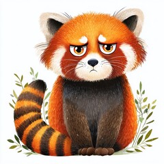 Enigmatic Red Panda with Rolling Eyes A Watercolor Study of Cute Annoyance