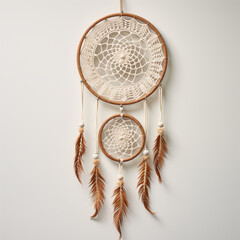 Obraz premium Dreamcatcher Macramé on White Background – Natural Light