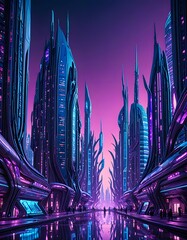 Futuristic Cityscape Featuring Alien-Inspired Architecture and Surreal Design