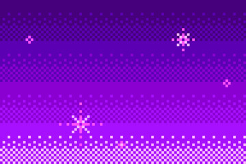 Pixel art starry sky background. Abstract vector illustration in retro videogame style. Dither gradient texture.