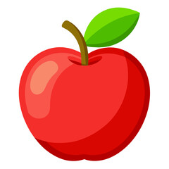 Fresh Organic Apple Vector Illustration on Transparent Background