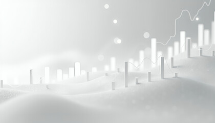 Minimalist Abstract 3D Bar Graphs in Winter Landscape