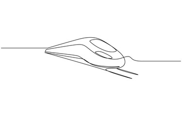 High-Speed Train One Line Illustration. Vector drawing capturing the essence of a modern train, High speed train single line art illustration. Editable vector.