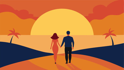 Fototapeta premium man walking on the beach at sunset