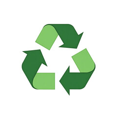 Green recycling symbol with arrows isolated on transparent background