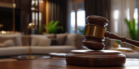 Luxury Legal Gavel in Elegant Living Room