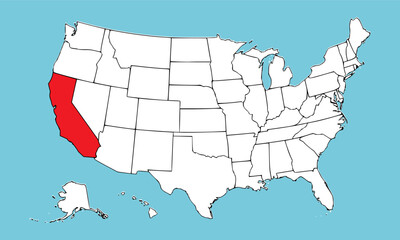 Fototapeta premium California State, USA, vector map isolated on United states map. High detailed illustration. Flat style. Vector illustration