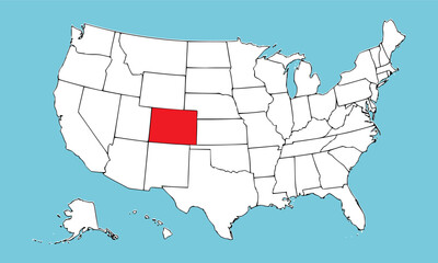 Colorado State, USA, vector map isolated on United states map. High detailed illustration. Flat style. Vector illustration