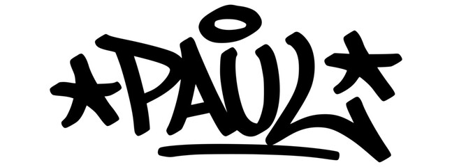 Graffiti tag text “Paul” in bold hand-drawn street art style. Urban vector lettering with a personal vibe, perfect for custom designs, fashion, and merchandise.