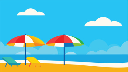 summer beach with umbrella landscape