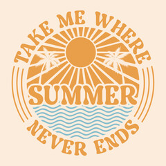 Summer Paradise. Summer vibes artwork. Sunshine paradise graphic print design. Surf club design.