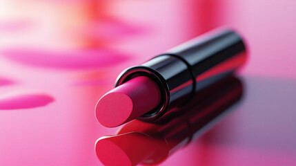 pink lipstick on a red background, Lipstick_pink_cosmetology_concept 