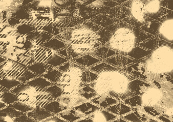 Glitch distorted geometric shape . Noise destroyed logo . Trendy defect error shapes . Glitched frame .Grunge textured . Distressed effect .Vector shapes with a halftone dots screen print texture. 