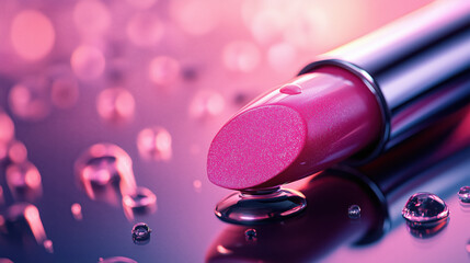 pink lipstick and mirror, Lipstick_pink_cosmetology_concept 