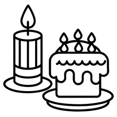 Minimalist Cake & Candle Vector Icon Collection
