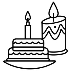 Minimalist Cake & Candle Vector Icon Collection