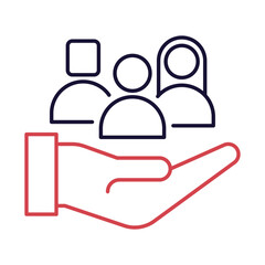 Vector icon of Inclusivity – Diverse Group of People Representing Equal Access to AI Technology.Outline illustration..