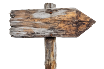 A Weathered Wooden Arrow Sign With A Blank Surface Isolated On A Transparent Background The Arrow Is Pointing To The Right And The Wood Is Showing Signs Of Age And Wear The Sign Is Perfect For Adding