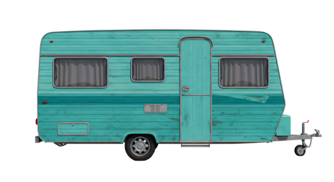 Retro Teal Caravan A Vintage Journey Awaits isolated on transparent baackground - Powered by Adobe