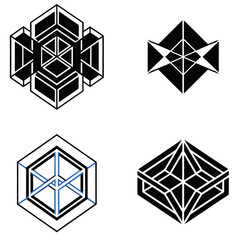 set of geometric shapes and icons