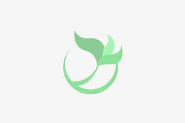 Obraz premium Green leaf in circle logo