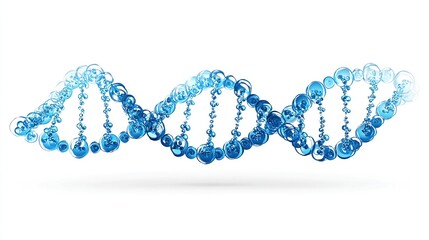 3D rendering of a double helix DNA strand in gradients of blue on white backdrop