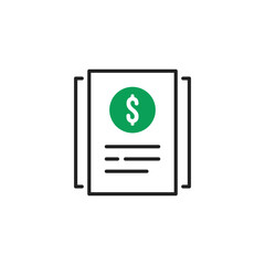 black thin line invoice or price list icon