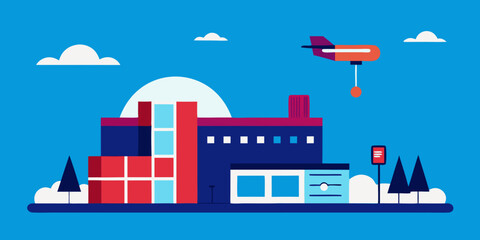 Naklejka premium Modern factory and urban architecture vector illustration