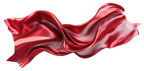 A Flowing Red Silk Fabric Isolated On A Transparent Background