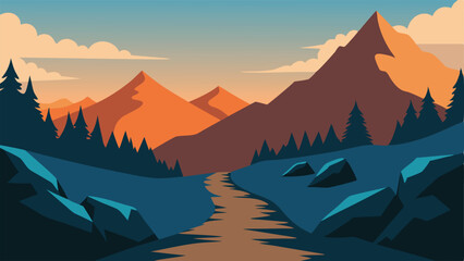 sunset in mountains landscape