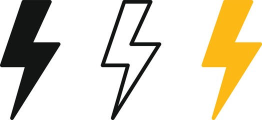 Minimal Thunderbolt Icon – Electric Energy Symbol on Transparent Background Electric Thunder Symbol – Clean Lightning Bolt Design (Transparent PNG)