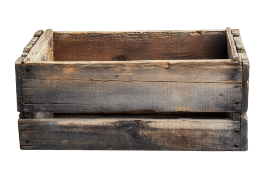 A Weathered Wooden Crate Isolated On A Transparent Background The Crate Is Made Of Rough Aged Wood And Has A Rustic Vintage Look It Is Perfect For Storing Items Or Displaying Decorative Items