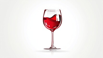 Glass of red wine with elegant stem, liquid swirling on bright white background
