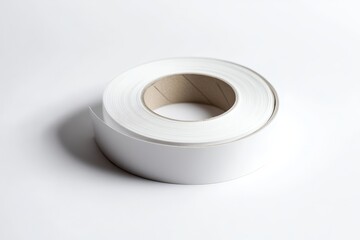 Rolled white tape on white background