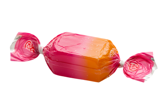 Pink and Orange Wrapped Hard Candy isolated on transparent baackground