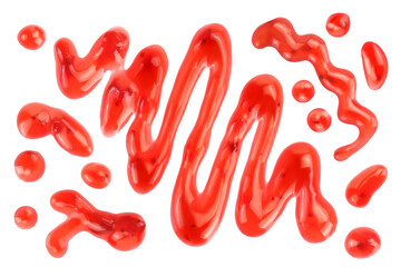 Red strawberry jam isolated on white background with full depth of field, Top view. Flat lay