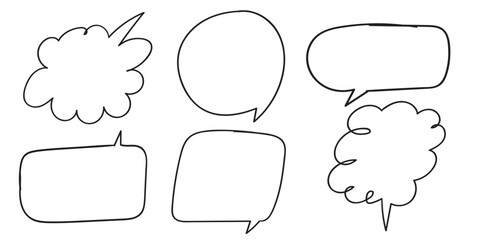Set of speech bubbles. Sketch. doodle design. Hand drawn vector illustration on white background.