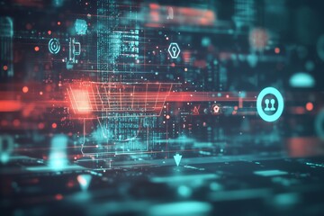 Abstract digital interface with data visualization, network connection