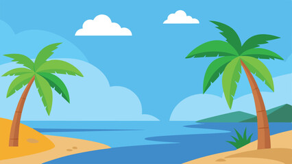 Obraz premium tropical island with palm trees and sea landscape