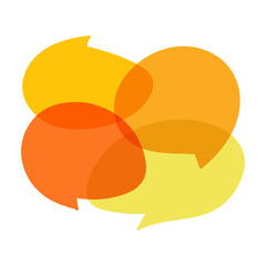 Yellow and orange speech bubbles. Conversation concept. Chatting boxes. Hand drawn vector flat Illustration