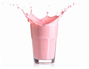 Generated image: Pink Milkshake Splash in a Glass on White Background
