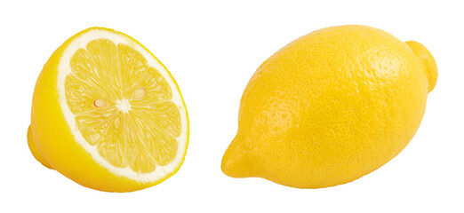 Ripe lemon half isolated on white background with full depth of field.