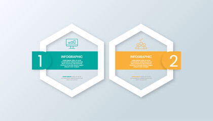 Infographic 2 options hexagon shape with icons