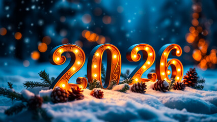 The numbers 2026 are lit up