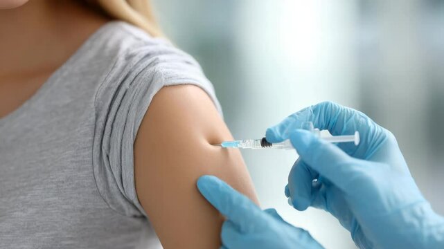 Woman getting a shot in his arm