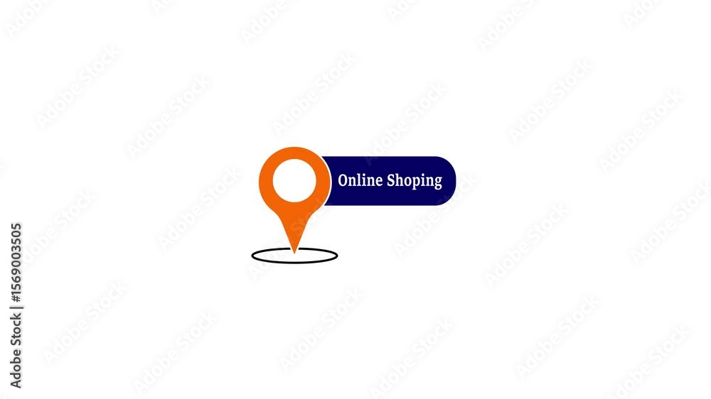 Poster online shopping location marker with modern. online shopping location animation. minimal map pointer